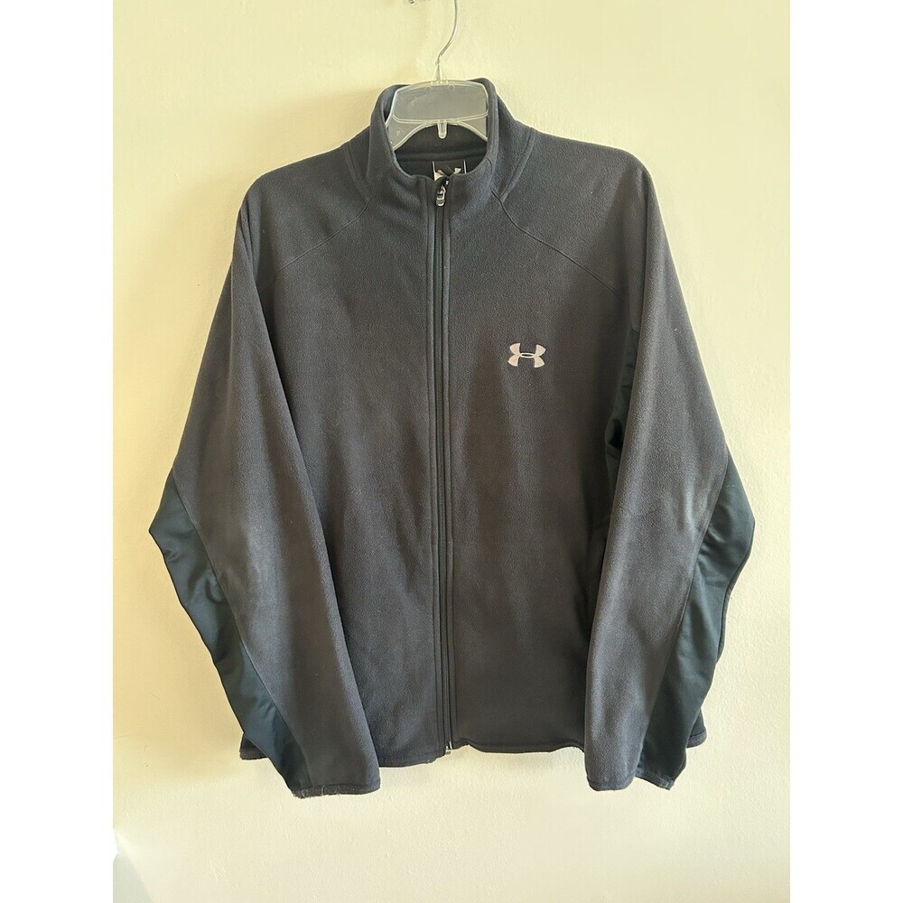 Under Armour Men's Full Zip Fleece Jacket M Black Long Sleeve Athletic Top